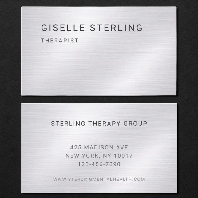 Carte De Visite Thérapeute Argent Métallisé Professionnel (Créateur téléchargé)