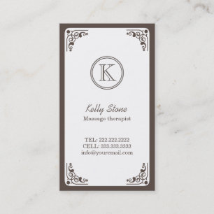 Carte De Visite Thérapeute Art Déco de Massage Frontalier