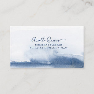 Carte De Visite Thérapeute Conseiller Sérénité Aquarelle Indigo