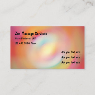 Carte De Visite Thérapeute de massage autorisé par zen