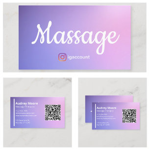 Carte De Visite Thérapeute de Massage Bien-être Holistique Code QR