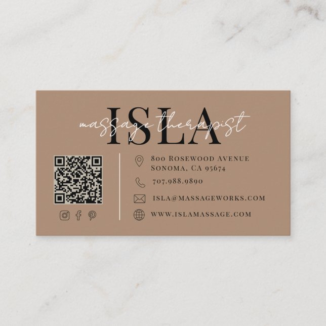 Carte De Visite Thérapeute de Massage Brun (Devant)