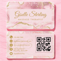 Thérapeute de Massage Code QR Agate Or Rose
