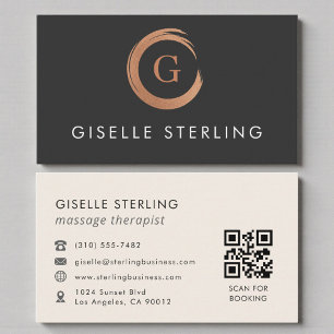 Carte De Visite Thérapeute de Massage Code QR Moderne Minimaliste