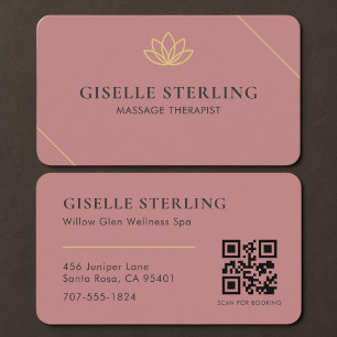 Carte De Visite Thérapeute de Massage Code QR Rose