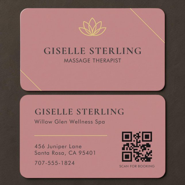Carte De Visite Thérapeute de Massage Code QR Rose  (Créateur téléchargé)