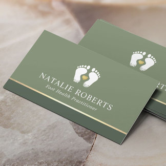 Carte De Visite Thérapeute de massage de pied Podiatre Sage Green 
