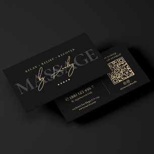 Carte De Visite Thérapeute de Massage Élégant Signature Noire