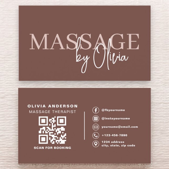Carte De Visite Thérapeute de massage en terre cuite QR Code (Créateur téléchargé)