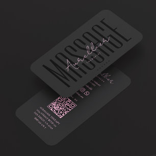 Carte De Visite Thérapeute de massage esthétique minimal rose noir