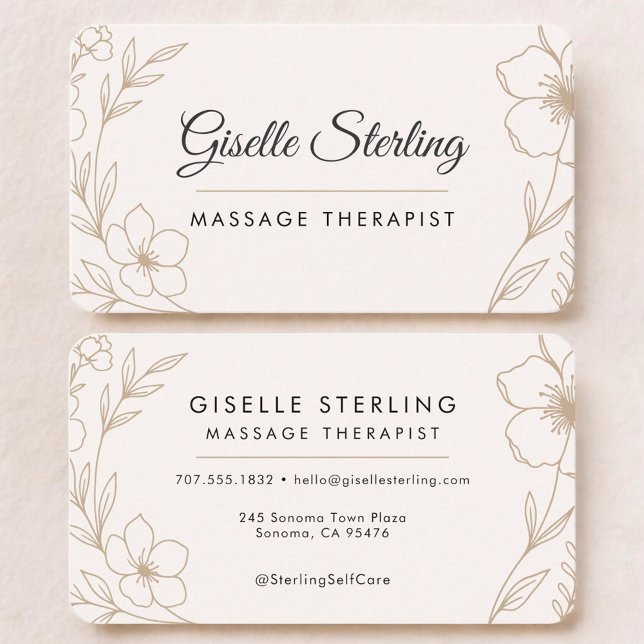 Carte De Visite Thérapeute de Massage Floral (Créateur téléchargé)