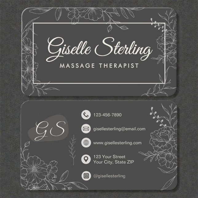 Carte De Visite Thérapeute de Massage Floral (Créateur téléchargé)