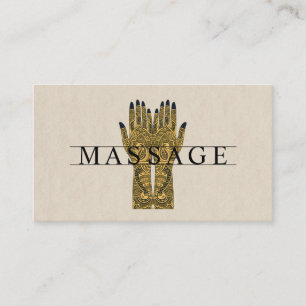 Carte De Visite Thérapeute de massage moderne Mains au henné