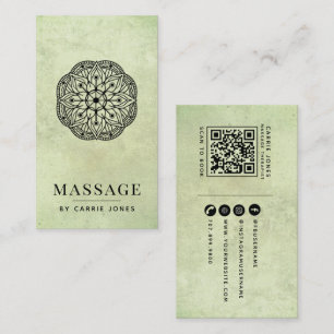 Carte De Visite Thérapeute de Massage Moderne Vert Sauge Texturé