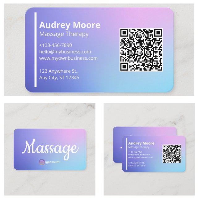 Carte De Visite Thérapeute de massage moderne Wellness holistique (Modern Massage Therapist Holistic Wellness Business Card
)