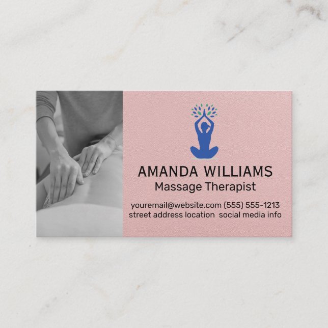 Carte De Visite Thérapeute de massage | Santé Fitness Logo de Yoga (Devant)