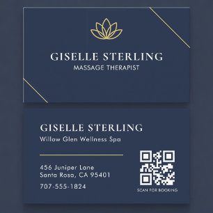Carte De Visite Thérapeute de Massage Spa & Bien-être Code QR