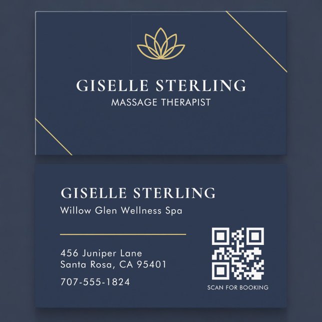 Carte De Visite Thérapeute de Massage Spa & Bien-être Code QR (Créateur téléchargé)