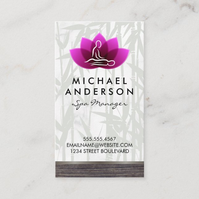 Carte De Visite Thérapeute de massage | Spa de fleurs Lotus (Devant)