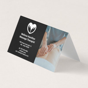 Carte De Visite Thérapeute de massage   SPA   Icône Mains Coeur