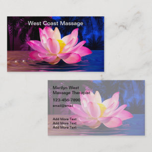 Carte De Visite Thérapeute de massage thème fleur de lotus