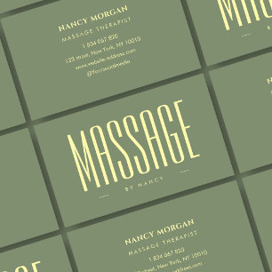 Carte De Visite Thérapeute de Massage Vert Sauge