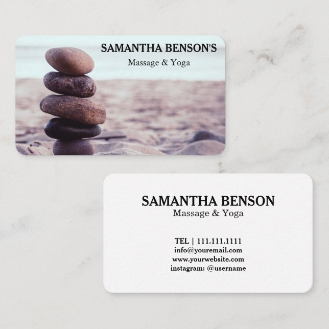 Carte De Visite Thérapeute de massage Zen Stones (Devant / Derrière)