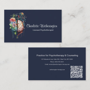 Carte De Visite Thérapeute du cerveau floral élégant personnalisé