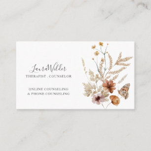 Carte De Visite Thérapeute en ligne Conseiller Fleurs sauvages