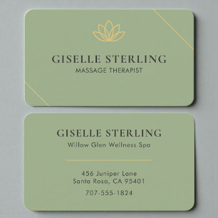 Carte De Visite Thérapeute en Massage & Bien-être Vert Sauge Éléga