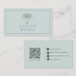 Carte De Visite Thérapeute en Massage Lotus Vert Doux