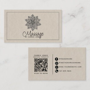Carte De Visite Thérapeute en Massage Moderne Fleur de Lotus