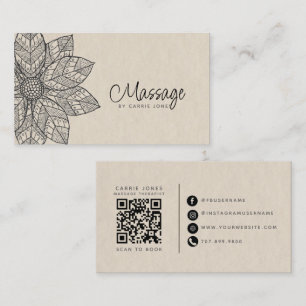 Carte De Visite Thérapeute en Massage Moderne Fleur de Lotus