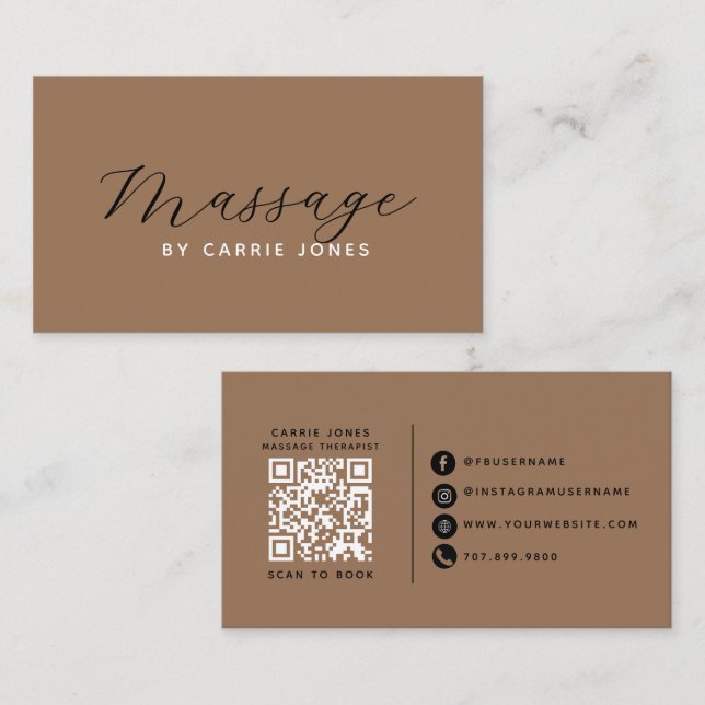 Carte De Visite Thérapeute en massage moderne simple  (Devant / Derrière)