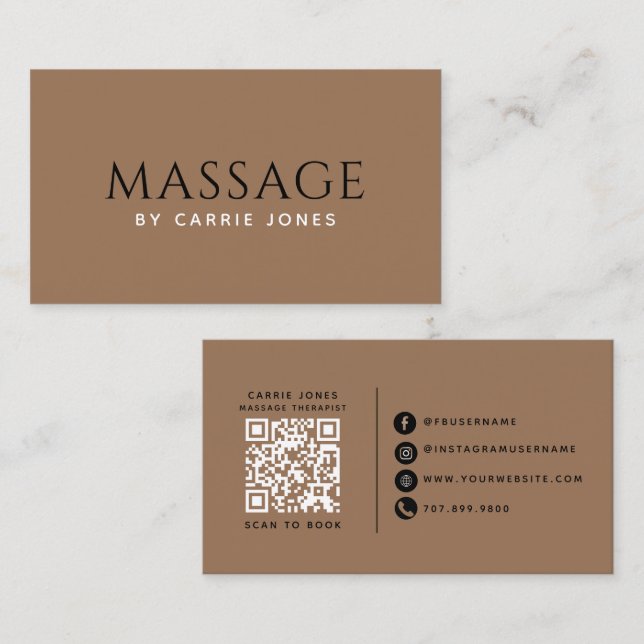 Carte De Visite Thérapeute en massage simple  (Devant / Derrière)