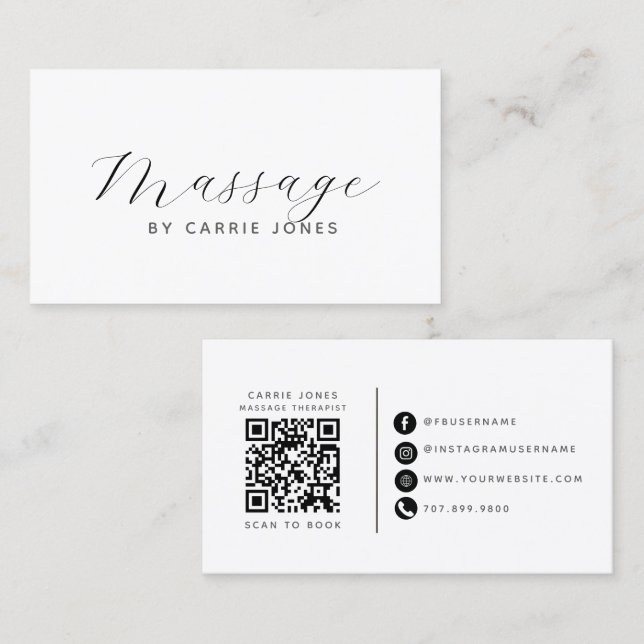 Carte De Visite Thérapeute en massage simple  (Devant / Derrière)