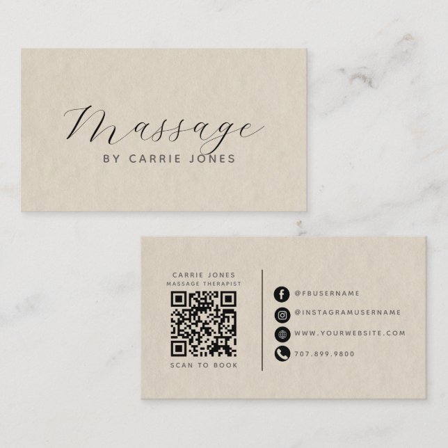 Carte De Visite Thérapeute en massage simple  (Devant / Derrière)