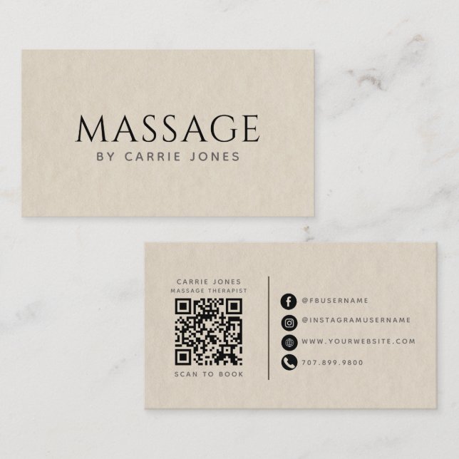Carte De Visite Thérapeute en massage simple  (Devant / Derrière)