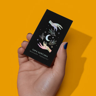Carte De Visite Thérapeute en Massage Spa Mains de Guérison Hologr