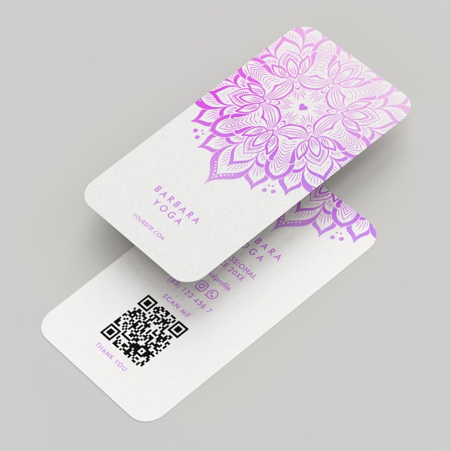 Carte De Visite Thérapeute Mandala White Purple Lotus Élégant (Therapist Mandala White Purple Lotus Elegant Business Card
)