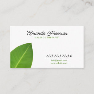 Carte De Visite Thérapeute minimaliste pour le massage à la feuill