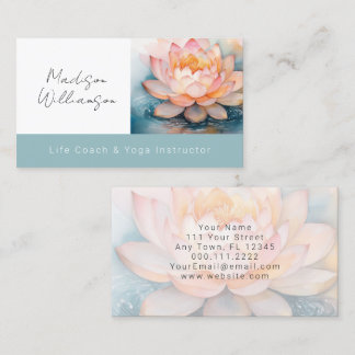 Carte De Visite Thérapeute Moderne Spa Yoga Zen Fleur de Lotus Ros