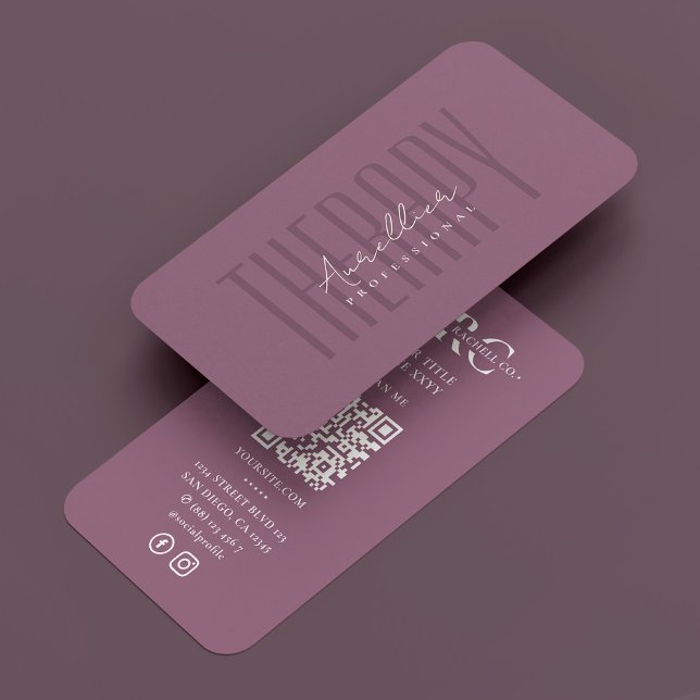 Carte De Visite Thérapeute Pink Mauve Professionnelle Minimale (Minimal Professional Dusty Mauve Pink Therapist Business Card
)
