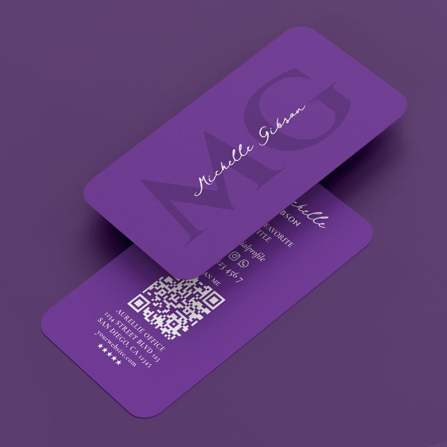 Carte De Visite Thérapeute Royal Purple Monogramme (Professional Therapist Royal Purple Monogram Business Card
)