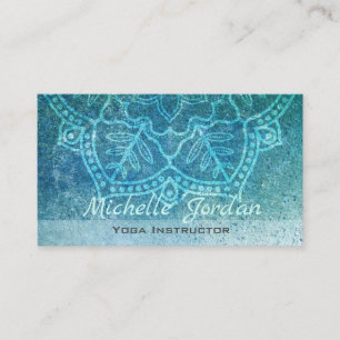 Carte De Visite Thérapie bleue de yoga de mandala d'aquarelle
