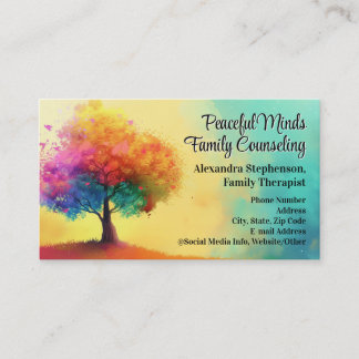 Carte De Visite Thérapie de conseil de l'Arbre Arc-en-ciel Psychot