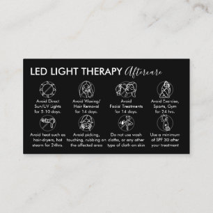 Carte De Visite Thérapie de lumière LED noire et blanche après-soi