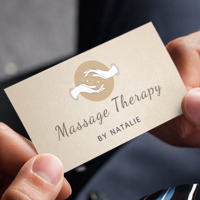 Carte De Visite Thérapie de Massage Bohème Élégant Script Mains de (Créateur téléchargé)