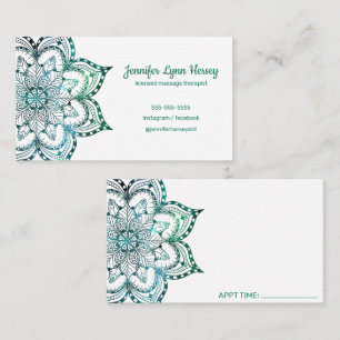 Carte De Visite Thérapie de massage de mandala Turquoise Boho