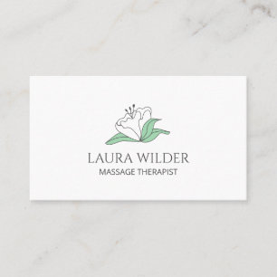 Carte De Visite Thérapie de Massage Fleur Blanche